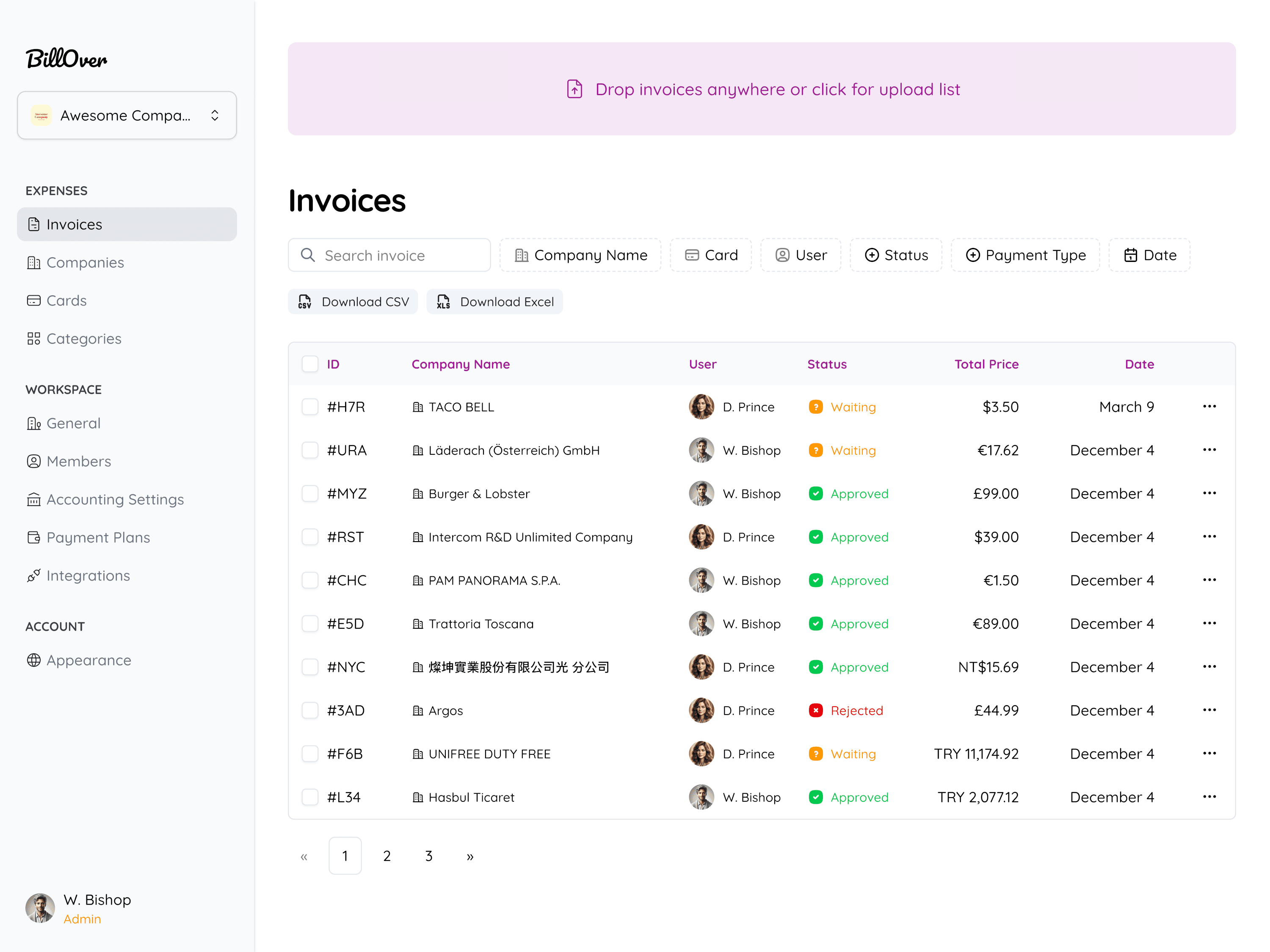 BillOver Dashboard